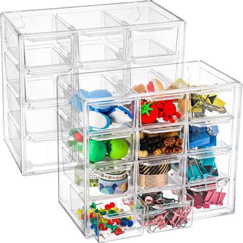 Amazon.com: 4 Pack Desktop Storage Organizer with 9 Drawers Craft ...