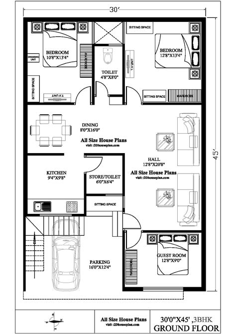 30 x 45 East Face 3 BHK House Plan As Per Standard Vastu. - RK Home Plan