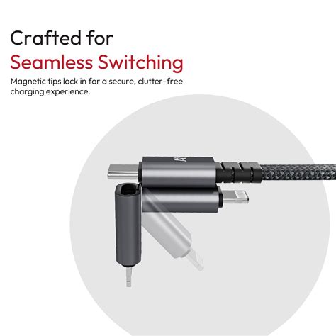 Maglock 4 in 1 Magnetic 240W Charging Cable | USB‑C, USB‑A & Lightning