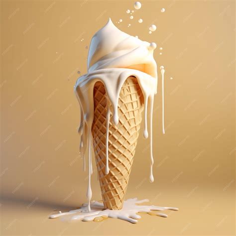 Premium Photo | An ice cream cone with white icing dripping down it.