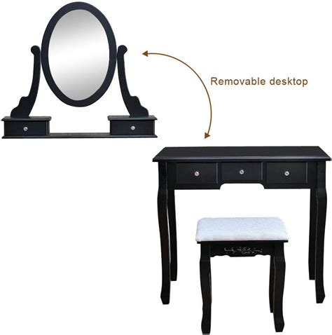 Buy Vanity Table Set with 360° Rotation Single Mirror and Removable ...