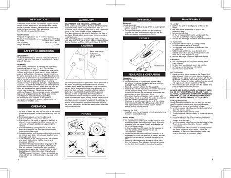 Craftsman 2 1 4 Ton Floor Jack Set With Stands Owners Manual T82253D ...