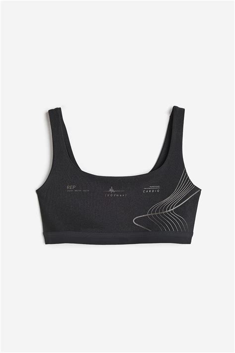 Women's Dark grey DryMove™ High Shine Sports bra | H&M IN