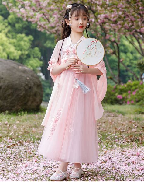 女童汉服儿童古装2024新款中国风唐装公主裙小仙女飘逸女童汉服-阿里巴巴