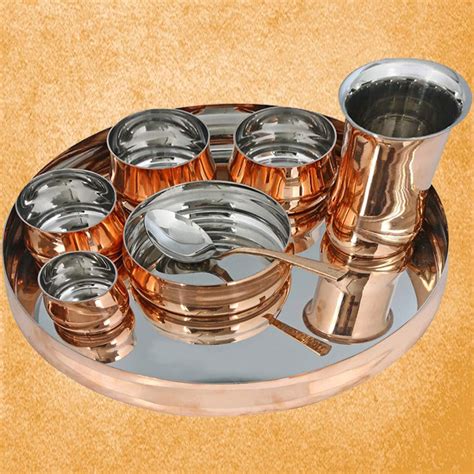 Steel Copper Traditional Curved Dinner Set – JAIN ART VILLA