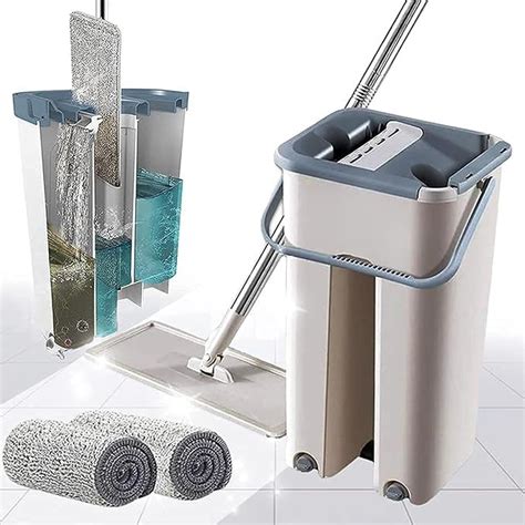 Zyronex Flat Mop with Bucket | Cleaning Squeeze Hand Free Floor Mop ...