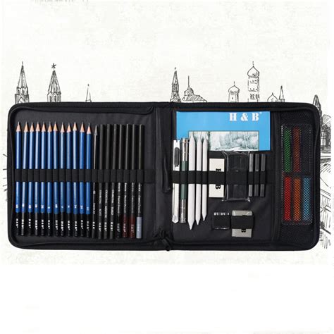 H&b 42pcs sketching pencil set professional graphite charcoal drawing ...