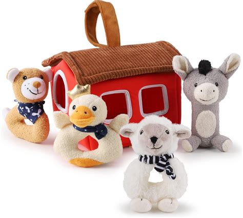 Amazon.com: iPlay, iLearn Plush Baby Rattle Toys, Newborn Soft Barn ...