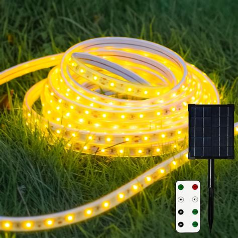 TENDIST Solar Led Strip Lights Outdoor, 33ft Waterproof Rope Light for ...