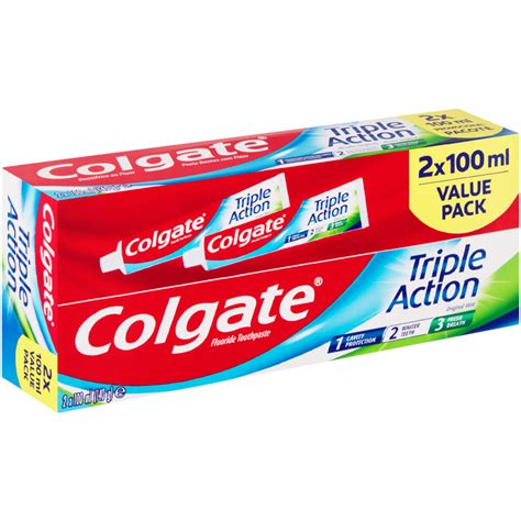 Colgate Triple Action Original Mint Toothpaste 2 x 100ml | Toothpastes ...