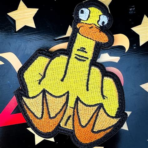 Duck You goofy animated middle finger 3.5 inch fully embroidered patch ...