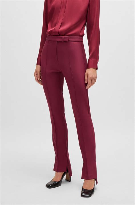 BOSS - Skinny-leg trousers in performance-stretch fabric - Dark Red