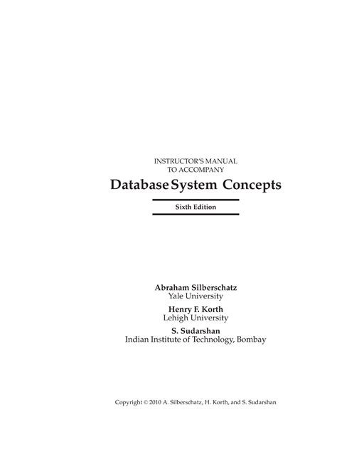 Abraham Silberschat - INSTRUCTOR’S MANUAL TO ACCOMPANY DatabaseSystem ...