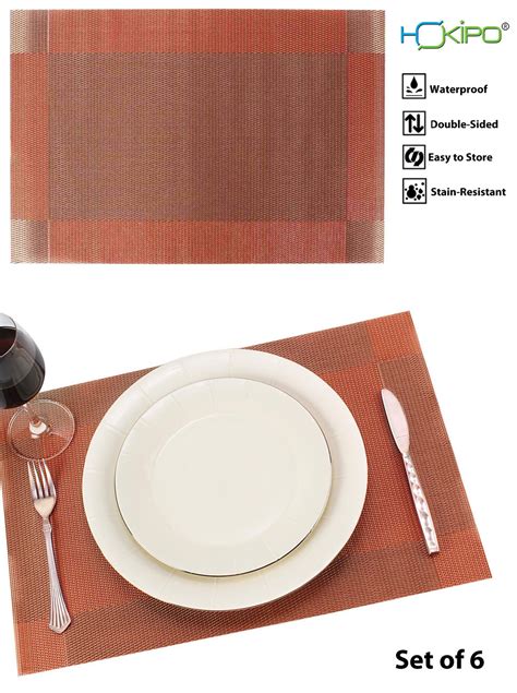 Buy HOKIPO Polyvinyl Chloride Pvc Washable 6 Pieces Dining Table Mats ...