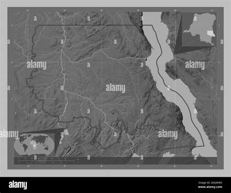 Tanganyika, province of Democratic Republic of the Congo. Grayscale ...
