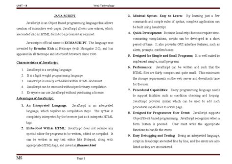 Unit 1 Notes-Web Techhnology - Web Technology - Studocu