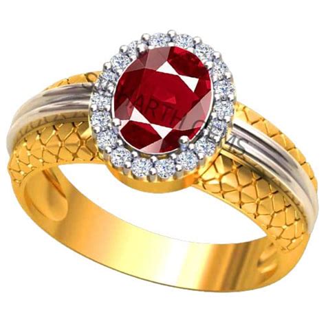 Buy SIDHARTH GEMS 5.00 Carat Original Red Ruby Manik Gold Ring ...