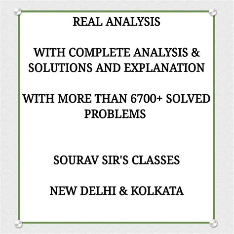 Buy REAL ANALYSIS WITH COMPLETE ANALYSIS & SOLUTION AND EXPLANATION FOR ...