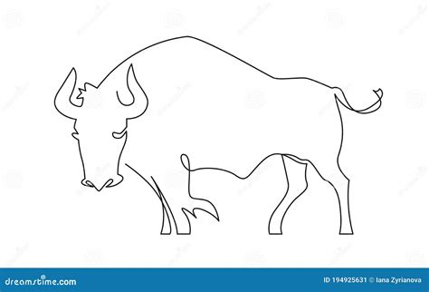 Continuous One Line Drawing of Bull Symbol of the Chinese New Year ...