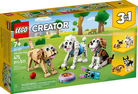 LEGO Creator 3 in 1 Fun Adorable Dogs Toy Set, Build/Rebuild 7 Breeds ...