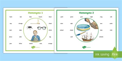 Homonyms Word Mats (teacher made) - Twinkl