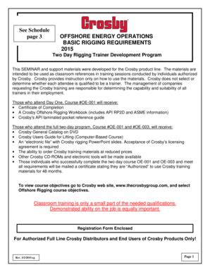 Fillable Online 2015 A OFFSHORE RTD SCHEDULE - The Crosby Group Fax ...