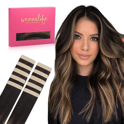 Amazon.com: WENNALIFE Tape in Hair Extensions Human Hair Balayage ...