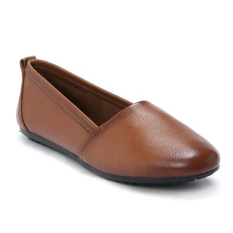 Buy Zoom Shoes Womens Tan Genuine Leather Ballerinas Online