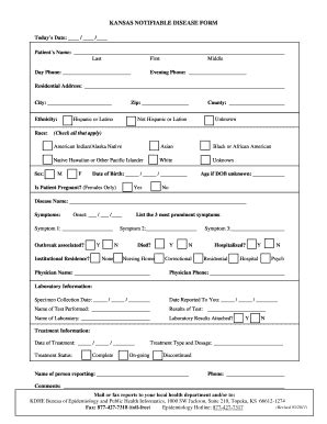 Kansas Notifiable Disease Form - Blank Fillable Template | Fill Out ...