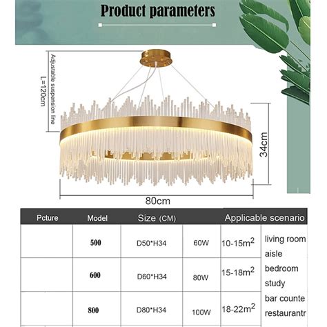 LED Pendant Light 50 / 60 / 80cm Light Luxury European K9 High end ...