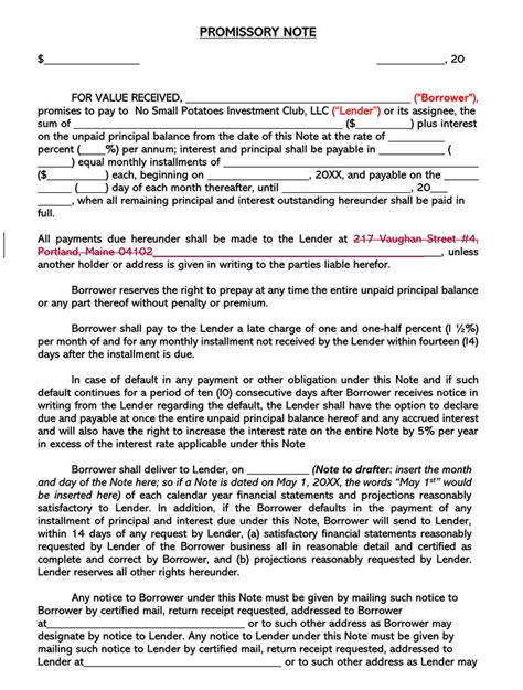Installment Promissory Note Template 的图像结果