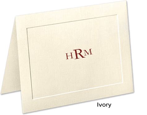 Embossed Panel Monogrammed Personalized Folded Note Cards, Stationery ...