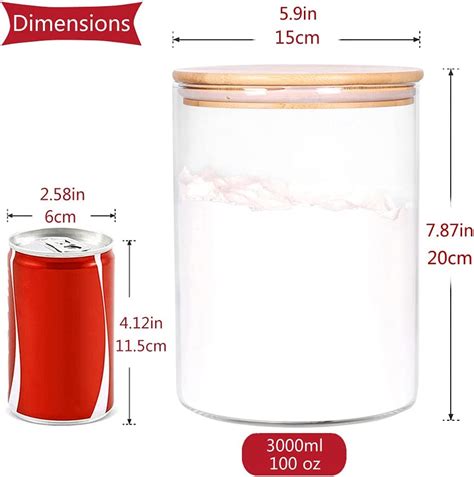 Buy CZFWin Glass Flour Container with Airtight Bamboo Lid, Large Glass ...