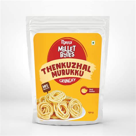Manna Millet Bytes Thenkuzhal Murukku Snack, Chakli/Chakoli. Indian ...
