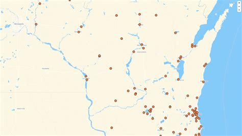 Map of KFC locations in Wisconsin, US | Mapstack