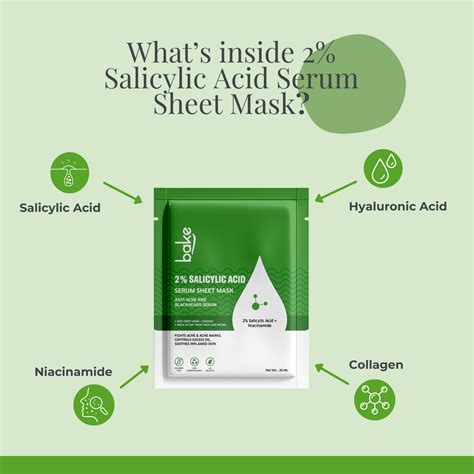 2% Salicylic Acid Serum Sheet Mask for Active Acne & Pimples with ...