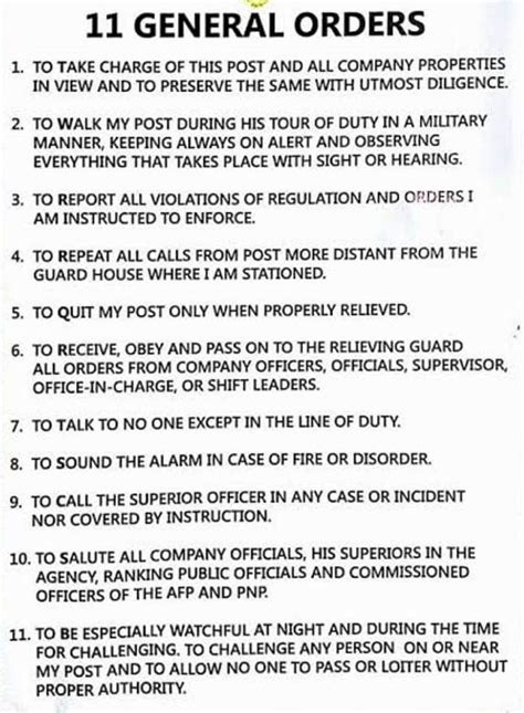 THE 11 GENERAL... - Goncar Security Training Academy, Inc. | Facebook