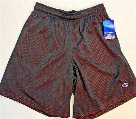 Men's Champion Mesh Shorts - Black Red - Lightweight Gym Shorts | eBay