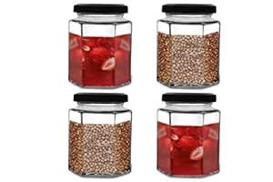 Buy Croco Hexagon Glass Jar & Container With Rust Free Air Tight Lid ...