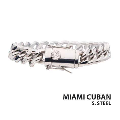 Buy 12mm Steel Miami Cuban Chain Bracelet Online - INOX Jewelry for Men