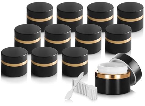Black Glass Professional Heavy Thick Wall Balm Jar with Gold Collar (12 ...