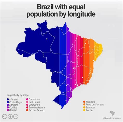[OC] Brazil with equal population by longitude : r/MapPorn