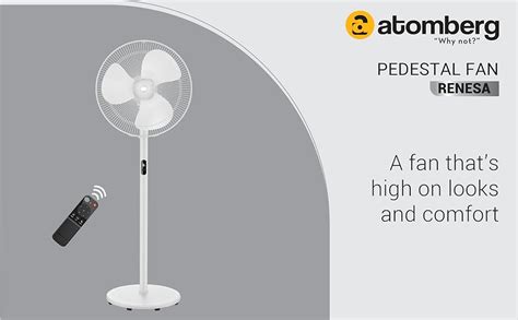 Buy Atomberg Renesa 400mm Pedestal Swing Fan | Silent BLDC Fan with LED ...