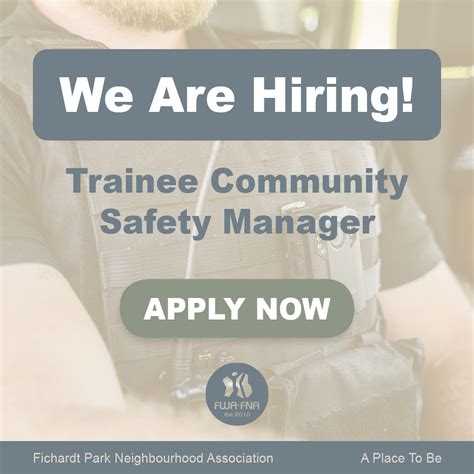 Vacancy - Trainee Community Safety Manager | Fichardt Park ...