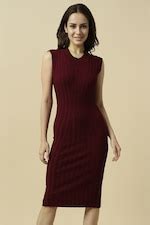 Buy Women Maroon Textured Casual Dress Online - 39831982 | Allen Solly