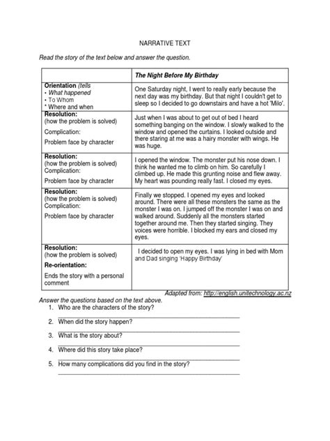 Image result for Narrative Text Example