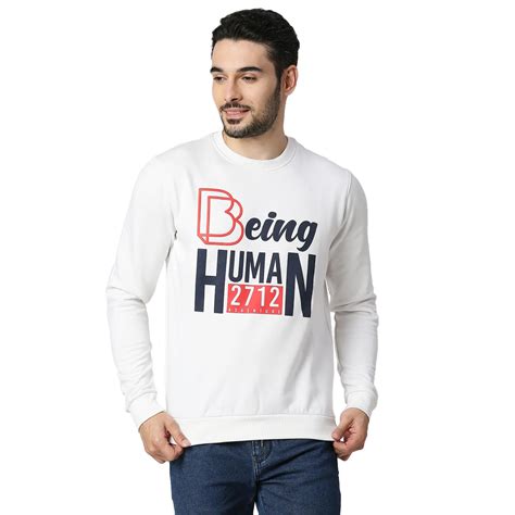 Being Human Regular Fit Men Crew Neck Sweatshirt-White