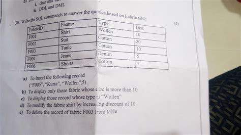 Write sql commands to answer. - Brainly.in
