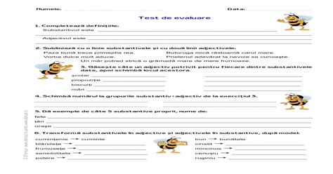 Test substantivul si adjectivul