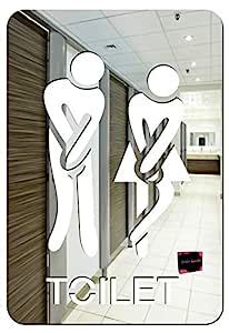 Buy Bikri Kendra Ind - Sign Board Toilet(2) Silver Mirror Stickers for ...